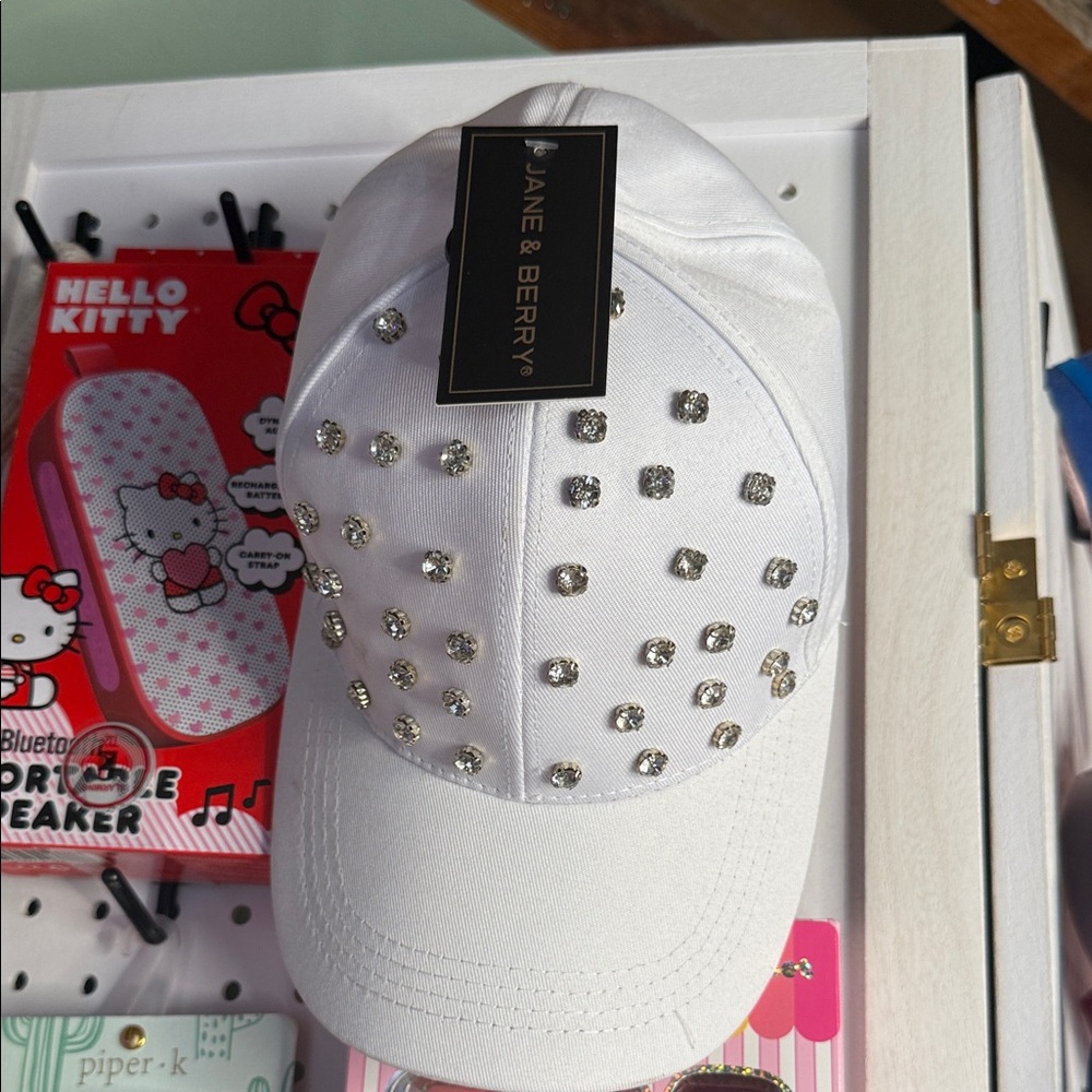 White Studded Women's Cap